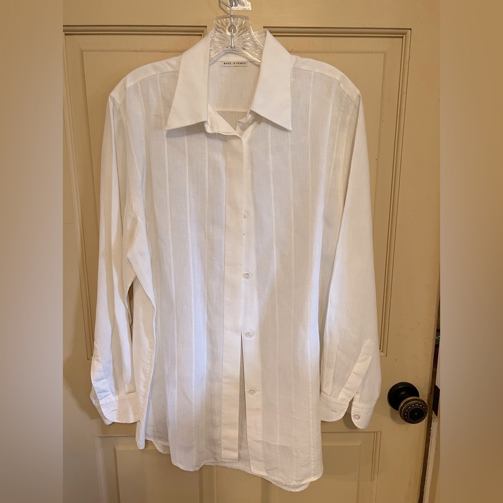 Authentic Vintage Hermes White Long-sleeved Shirt Blouse.